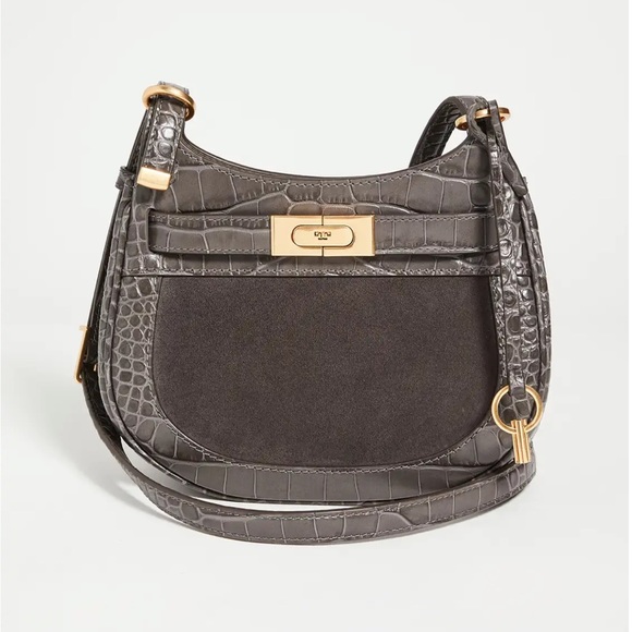 Tory Burch Saddle Bag (Lee Radziwill Embossed Small) Croc print - Picture 2 of 13